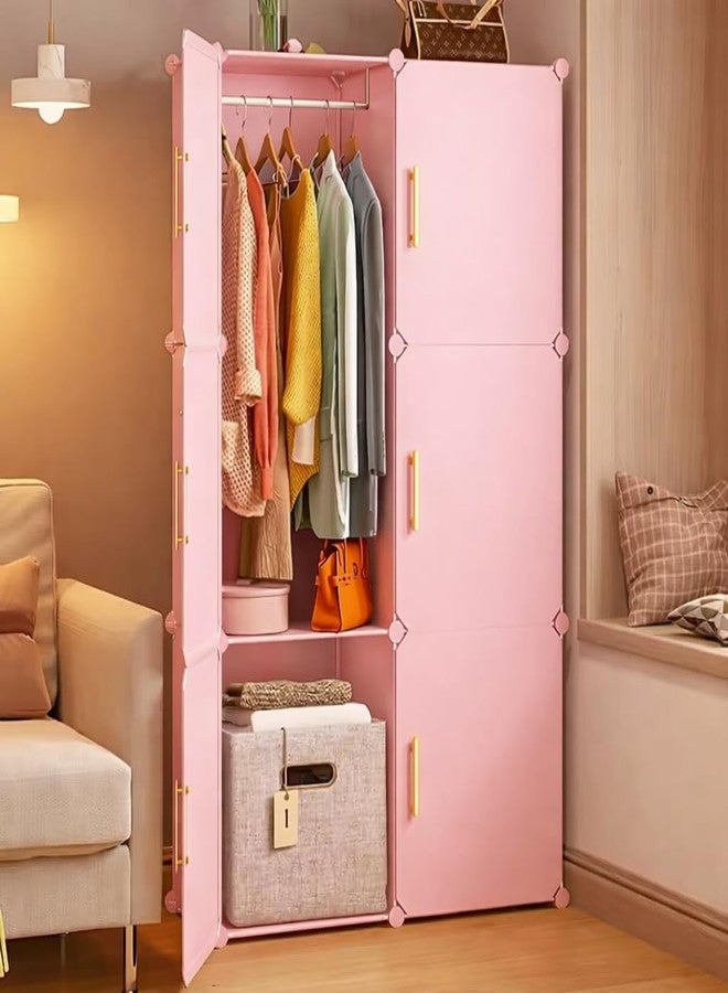 LUHI 12 Door Plastic Wardrobe for Kids-Cupboard for Clothes, Almirah for Clothes, Baby Collapsible Wardrobe, Multi-Purpose Kids Storage Rack for Home Books,Toy,Living Room -Pink-V3 - Image 1